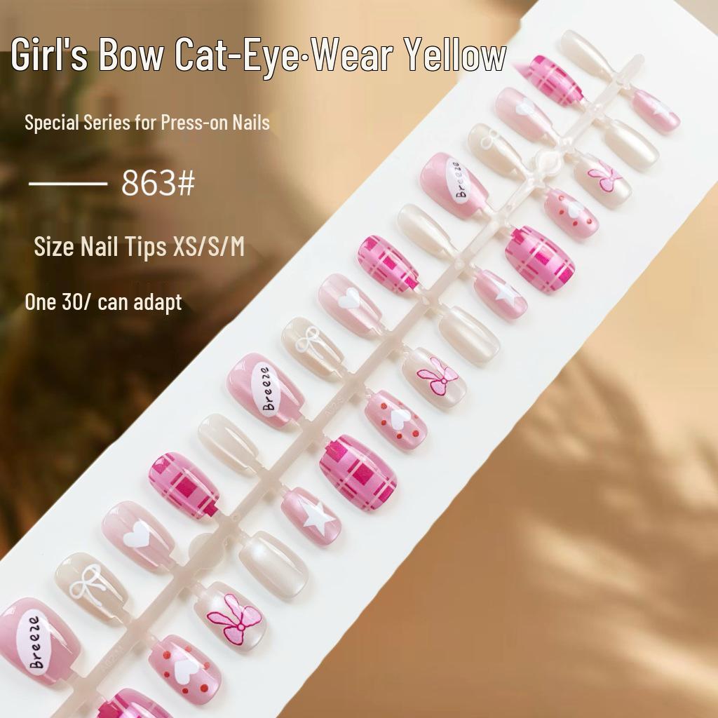 

Chic Bow Cat Eye Wearable False Nails - Sweet & Cool Designs for Girls