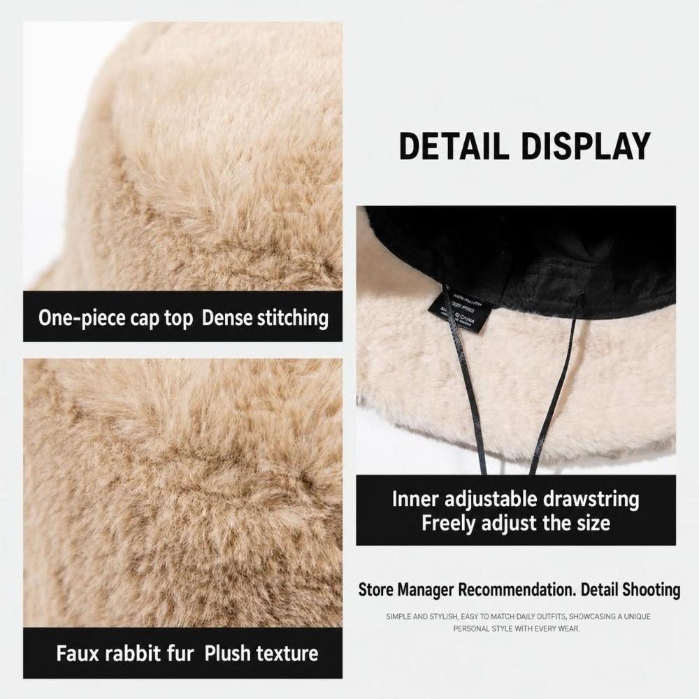 Solid Colors Faux Fur Cap Thickened Warm Fisherman's Hat Fashion Basin Bucket Hats for Women Girl