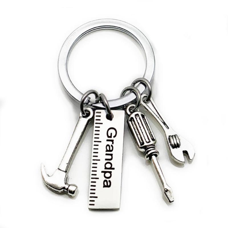 DIY Stainless Steel Father's Day Tool Keychain: Hammer, Screwdriver, Wrench - Perfect Gift for Dad