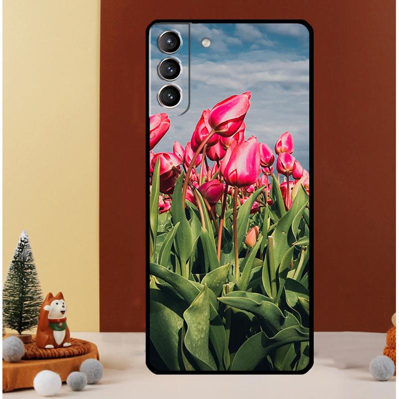 Tulips Flower Case For Samsung Galaxy S25 S26 Ultra S20 S21 S22 S23 S24 Ultra S10 Plus S25 FE Cover Funda