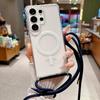 For MagSafe Magnetic Crossbody Strap Clear Phone Case for Samsung Galaxy S26 S25 Ultra S24 S23 Plus Transparent Shockproof Cover