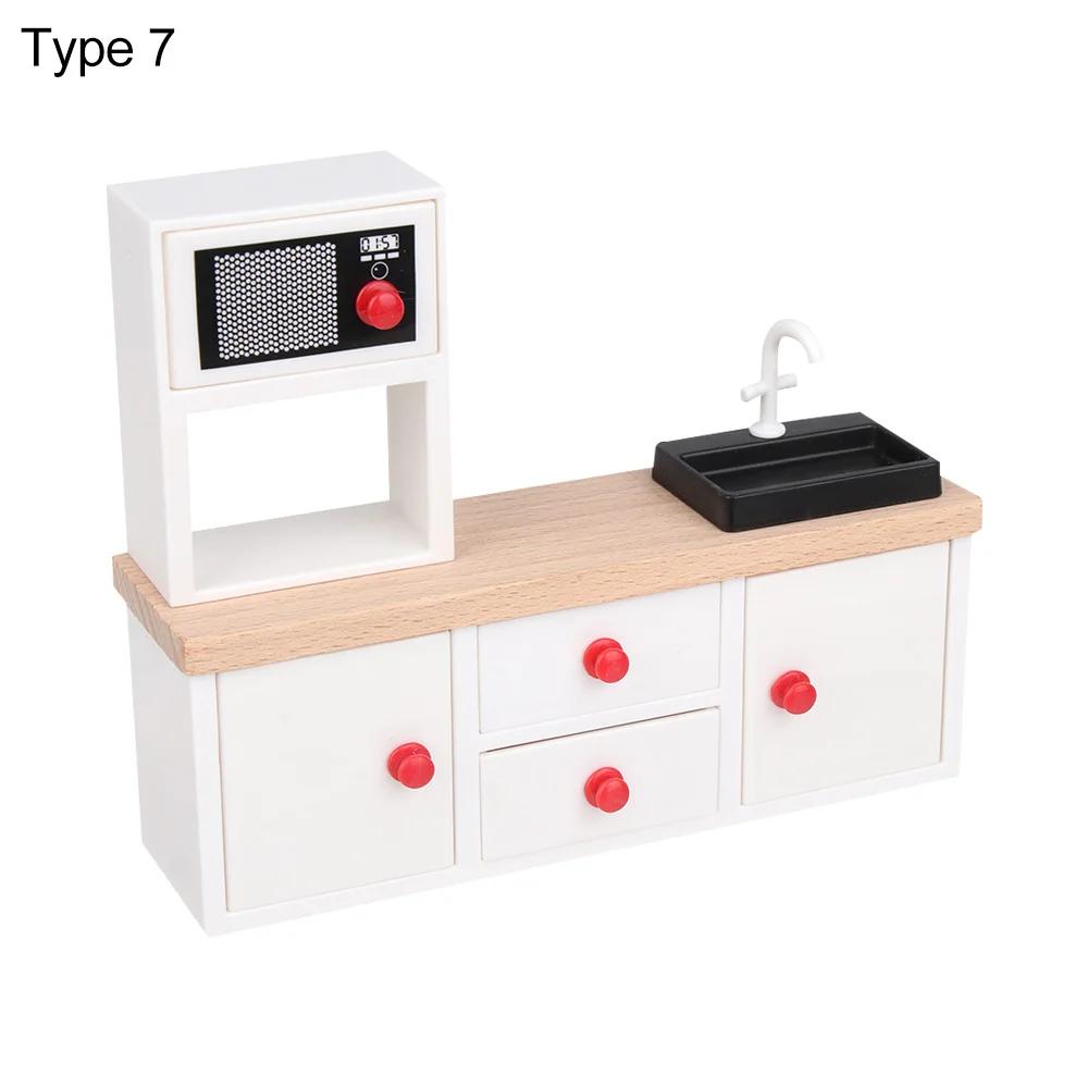 1:12 Dollhouse Furniture Miniature Television Bookshelf Bed Sofa Wooden TV Cabinet Chair Bedside Lamp Dolls House Accessories