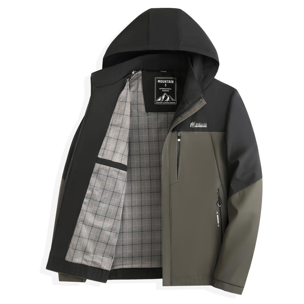 New Men's Hooded Jacket Spring and Autumn Color-blocking Fashion Casual Jacket Windproof Business