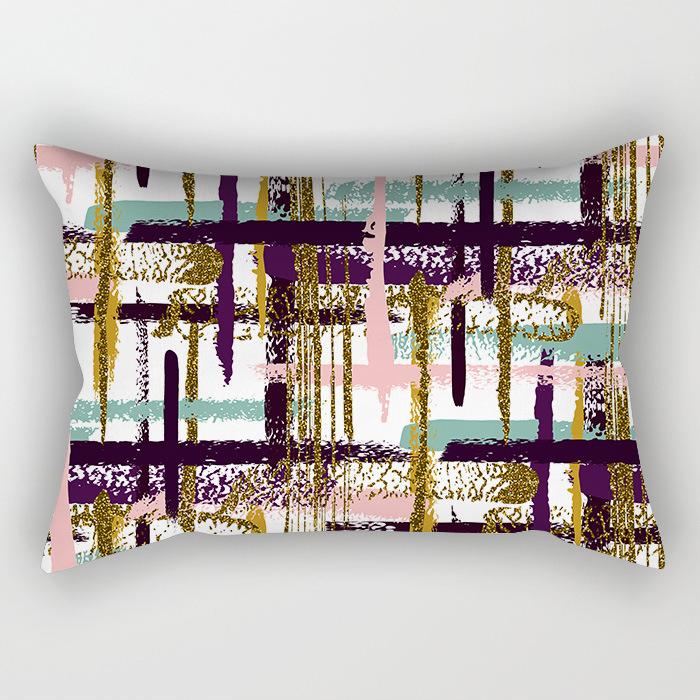 Nordisch Abstrakt Bunt Linien Geometrisch Langer Kissenbezug Zuhause Sofa Kissen Auto Büro Lendenkissen