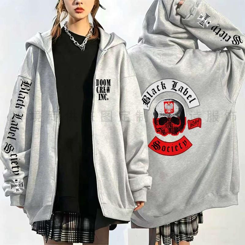 Sweat à capuche imprimé crâne Black Label Society Coupe ample Sweatshirt décontracté Garçons adolescents