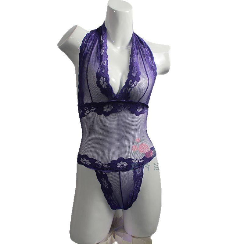 Erotic underwear European and American sexy breasts perspective tight lace mesh temptation