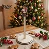 Holiday Kitchen Decor Christmas Wooden Paper Towel Holder, 2D Roll Dispenser with Snowman Countertop Organizer Santa Patterns, Decorative Tissue Stand