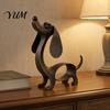 Backyard Metal Animal Statue Vintage Iron Dachshund Figurine, Cute Puppy Sculpture, Artistic Rustic Balcony Craft Dog for Outdoor Garden Indoor Table