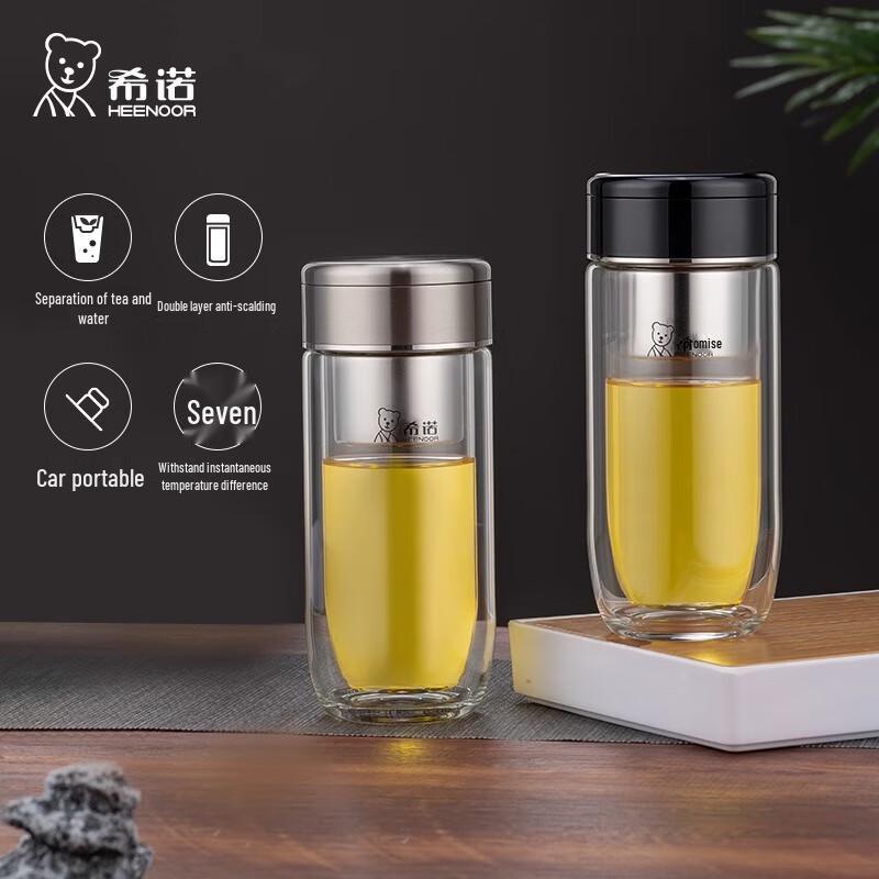 HEENOOR Double-Layer Tea Infuser Glass Bottle