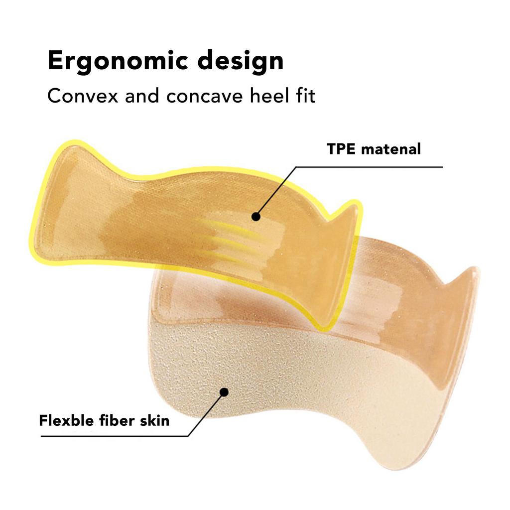 4 Pairs Heel Grips Liner Moon Shaped Cushions Inserts Soft Elastic Self Adhesive Heel Pads for High Heels PU Leather Shoes Apricot