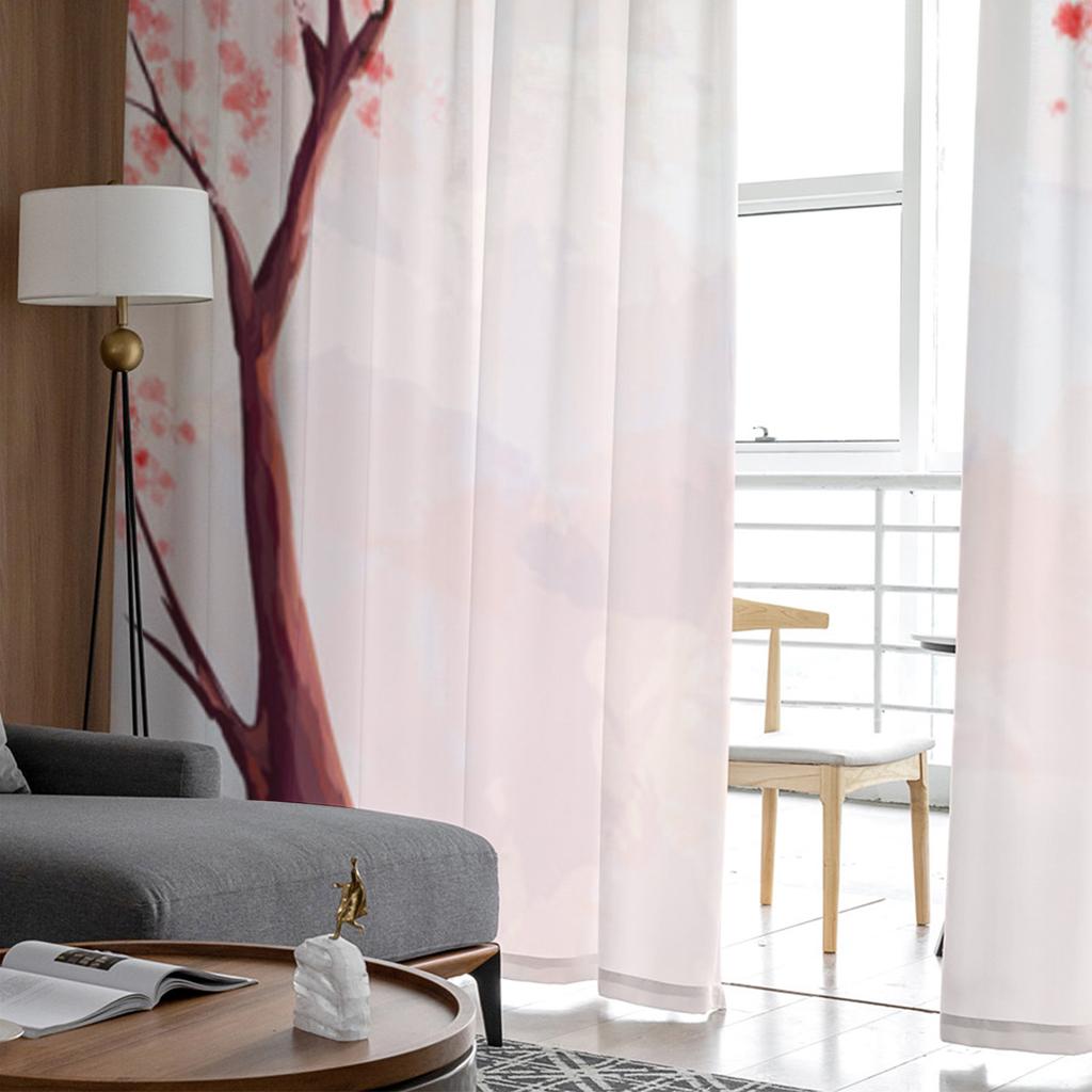 Cherry Tree Cherry Blossom Sheer Curtains For Living Room Bedroom Tulle Curtains Kitchen Window Treatments Panel Drapes