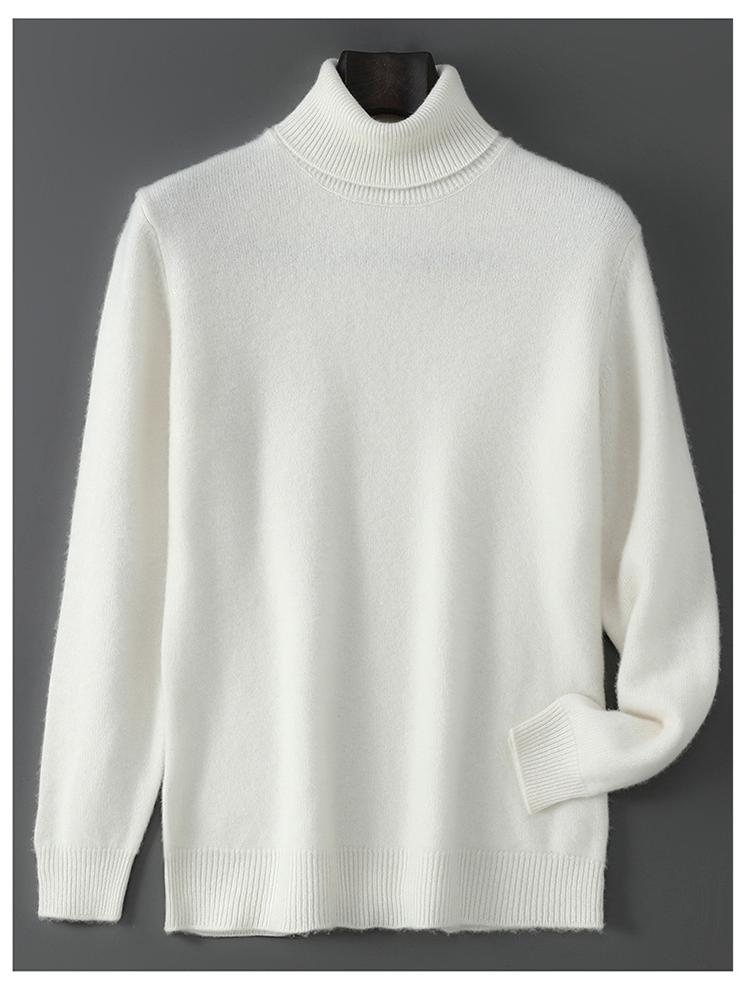 Men's 2025 High Neck Cashmere Wool Pullover - Thick, Double-Strand Knit Sweater for Autumn and Winter.