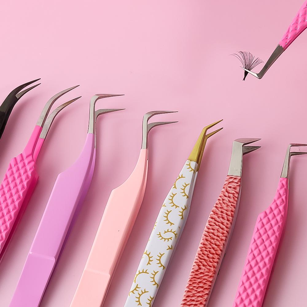 New Design Stainless Steel Make Up Tool Eyelash Extension Tweezers Professional Volume Eyelashes Tweezers Volume Lash Tweezers