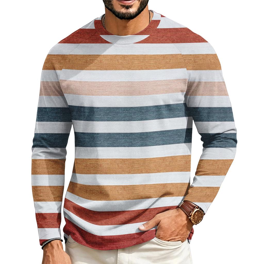 T-shirt casual da uomo a maniche lunghe raglan con girocollo per l'uso quotidiano