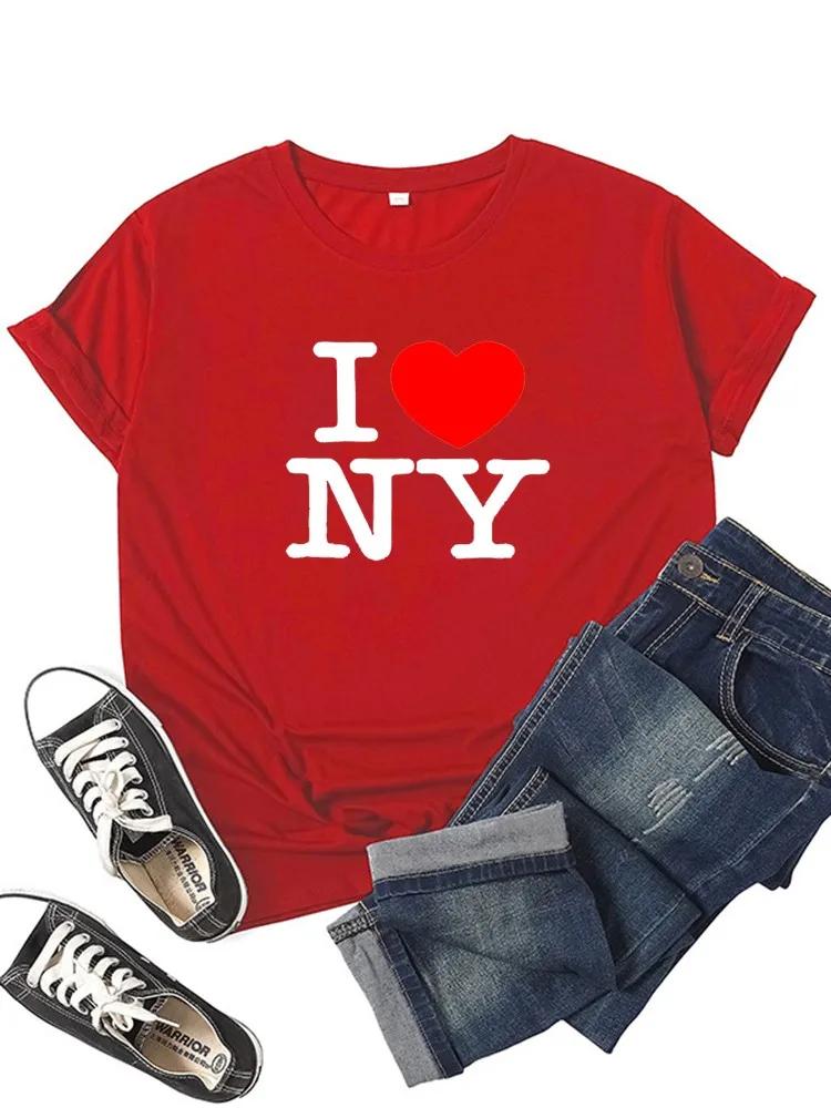 T-shirt grafica da donna I Love NY New York Ragazza Y2K Harajuku Nero Rosa Rosso Nuova Maglietta Top Abbigliamento Divertente Femminile Regalo