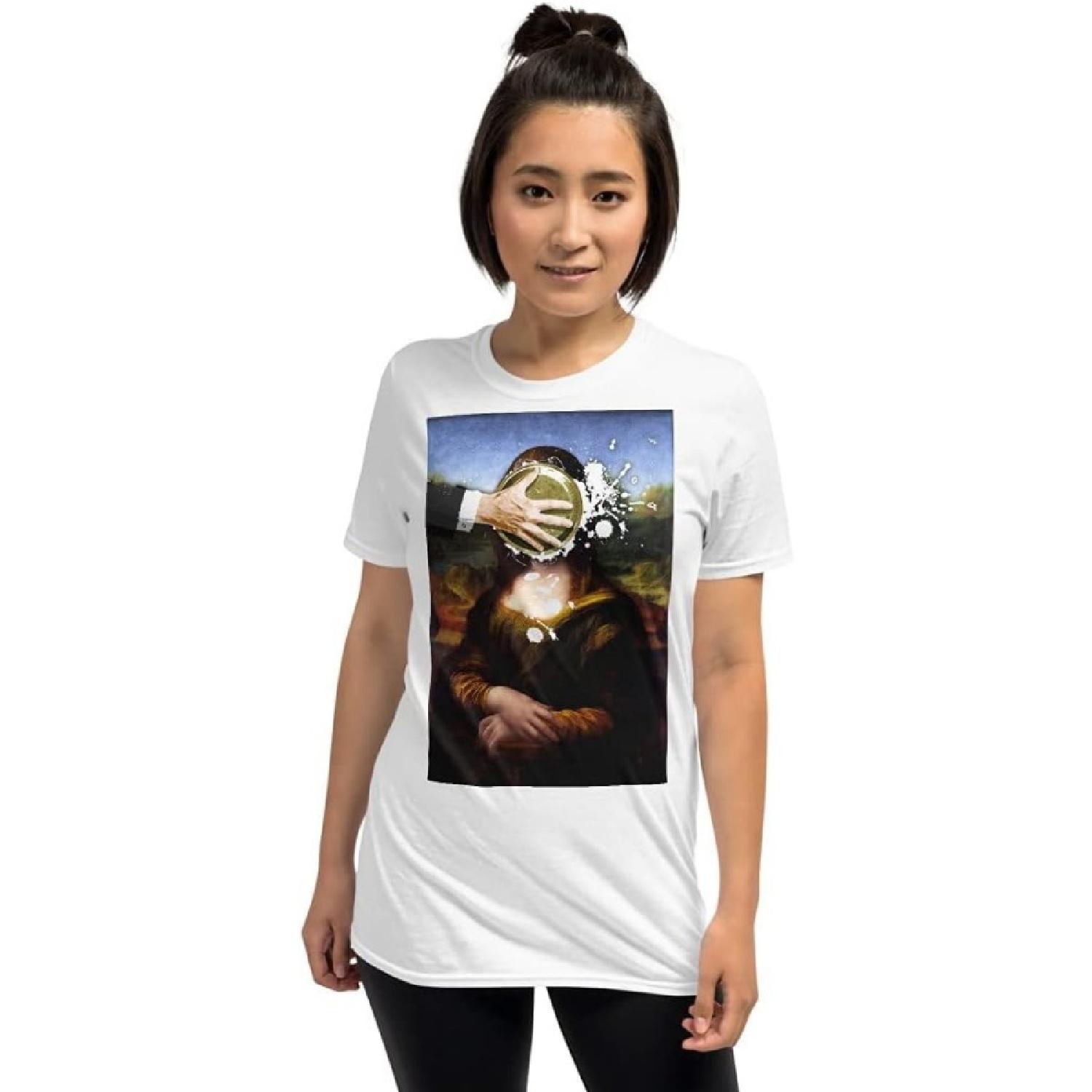 Pie in The Face Mona Lisa Short-Sleeve Unisex T-Shirt, White, X-Large XXXXXL белый