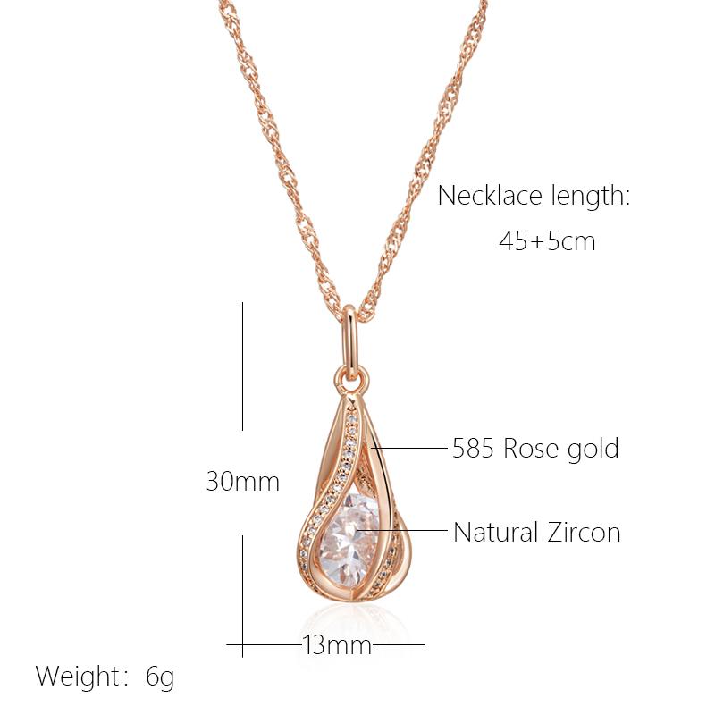 Unique Design Natural Zircon Pendant Necklace For Women Luxury  Rose Gold Bride Wedding Accessories Daily Fine Jewelry