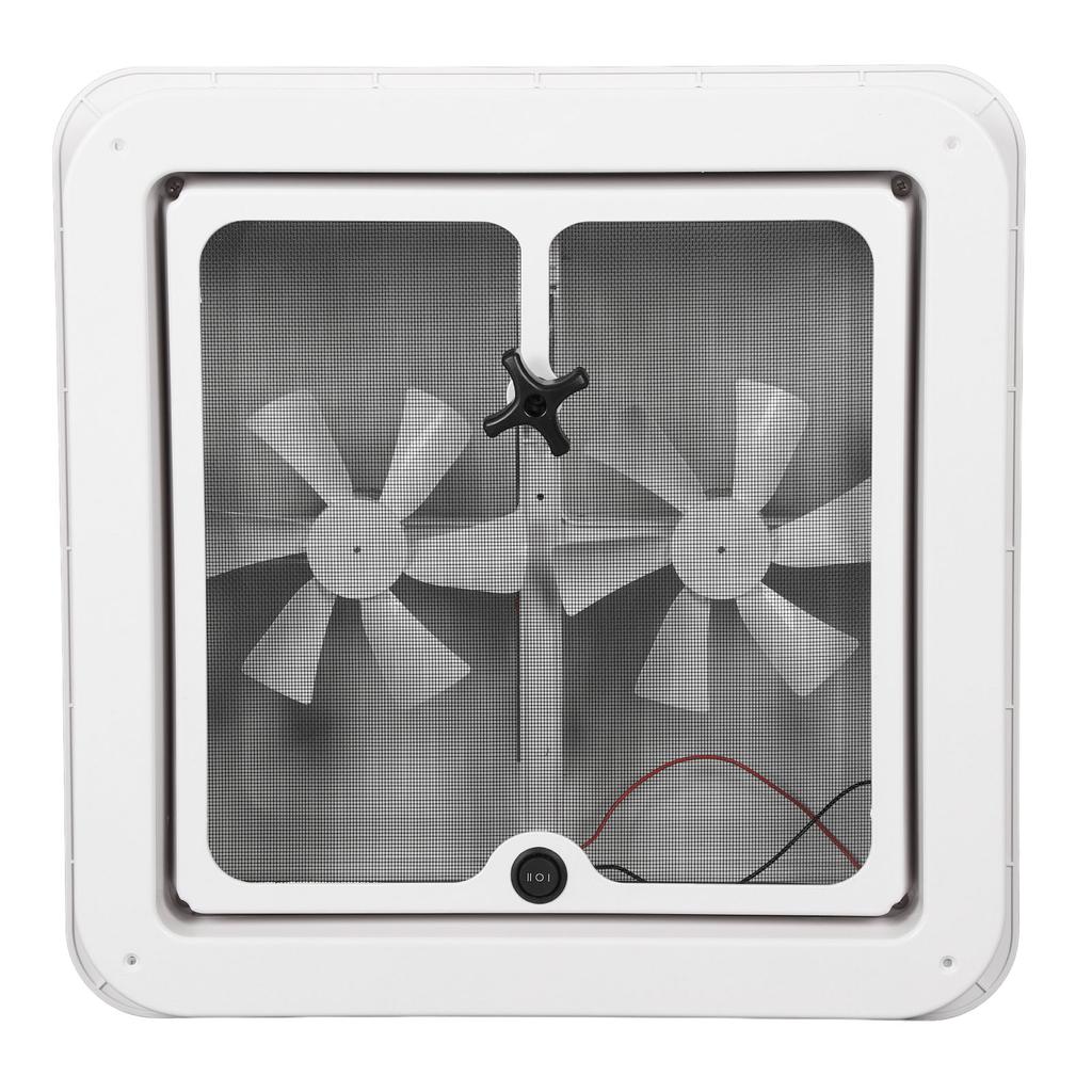 RV Roof Vent Fan DC12V 13.39x13.39in Stainless Steel Dual Inlet and Outlet Air Ventilation Ceiling Fan with Mesh and