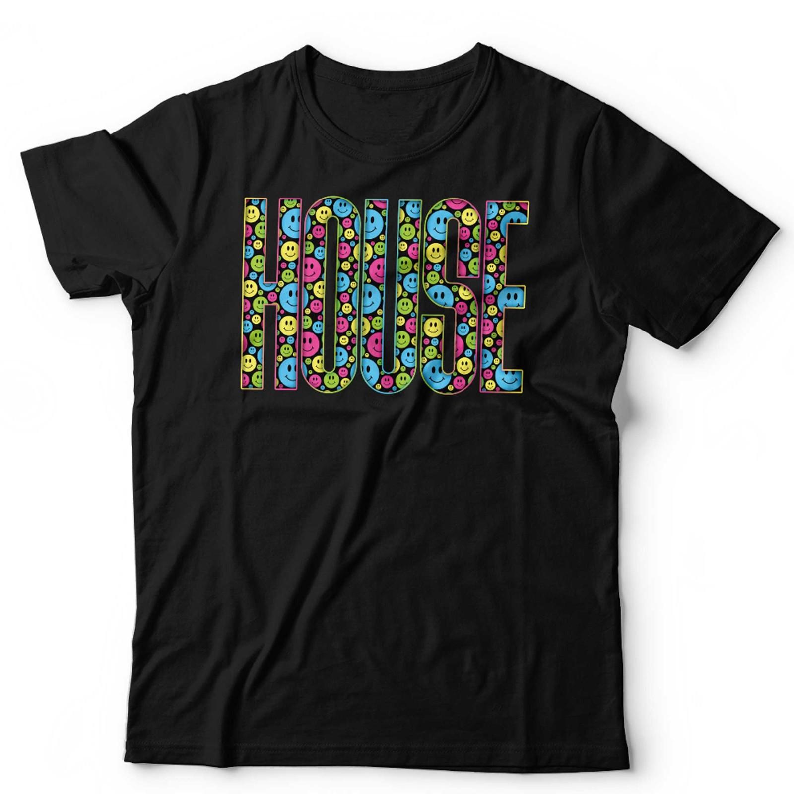House Music Logo Tshirt Unisex 90 s Rave Acid DJ Turntable Vinyl Dance Smiley S разноцветный