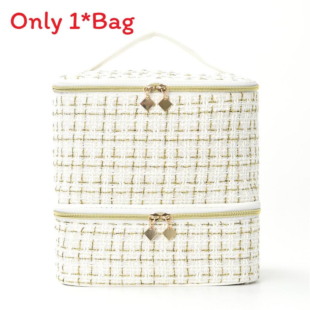 Modern Minimalist Double Layer Large Capacity Makeup Organizer For Travel And Home Use