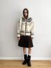 Dorothy Fair Isle Retro Hooded Knit Cardigan - Women's Thickened All-Match Sweater
