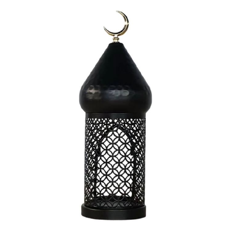

Moroccans Hollow Out Candle Holders Black Iron Lantern Decorative Candle Stand for Indian Wedding Eid Ramadans Event S