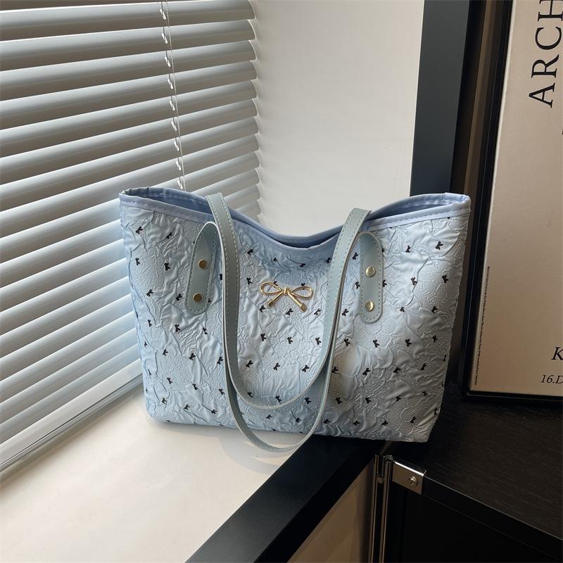 

Сумка женская сумка 2025 новая простая и модная сумка-тоут с бантом большой вместимости корейская версия свежая сумка на плечо синий