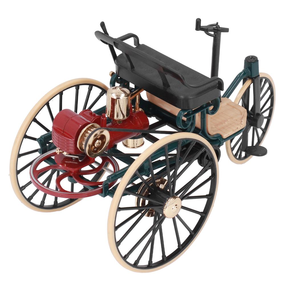 1:12 escala clássico triciclo modelo ornamentos alta simulação retro liga carro modelo decoração para