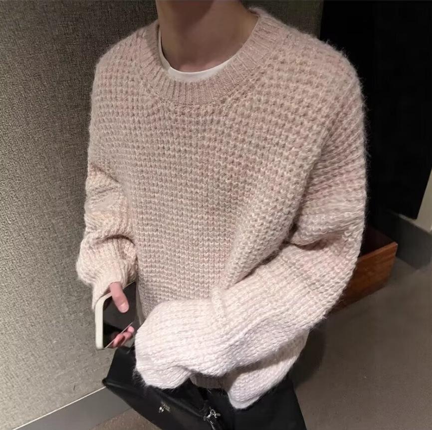 Men s High-End Loose Knit Sweater: Autumn/Winter Round Neck Pullover Medium