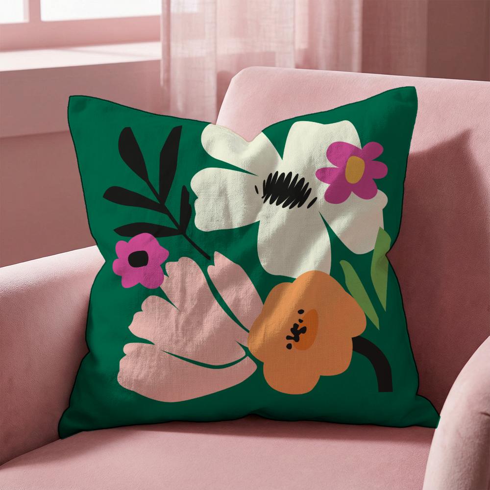 Plants and Flowers Cushion Cover Multi-Scene Pillow Cover for Home & Car - Reversible, Soft & Durable for Daily Use