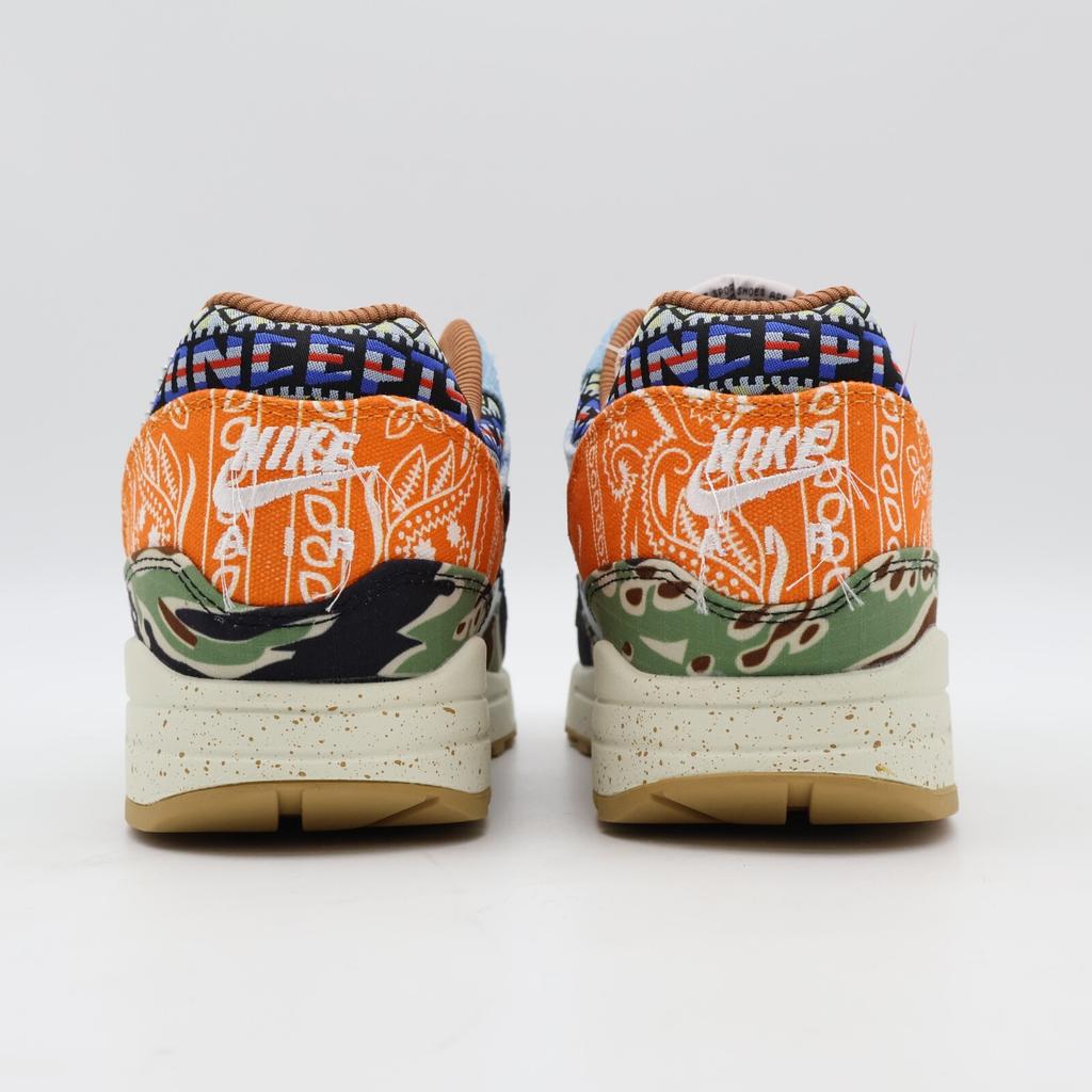 DN1803-900 Conceptos Nike Air Max 1 Sail Pesado Negro Denim Desgastado Azul Camuflaje (de los hombres)