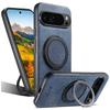 SUTENI G3 For Google Pixel 10 Pro XL Magnetic Case Rotating Ring Kickstand Jeans Texture PU TPU Phone Back Cover