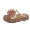 Zweifarbige Blumen-Plateau-Slipper Damenmode Außenbekleidung Flacher Boden Rutschfest Vielseitig Studentenmode Strand Cool Slipper