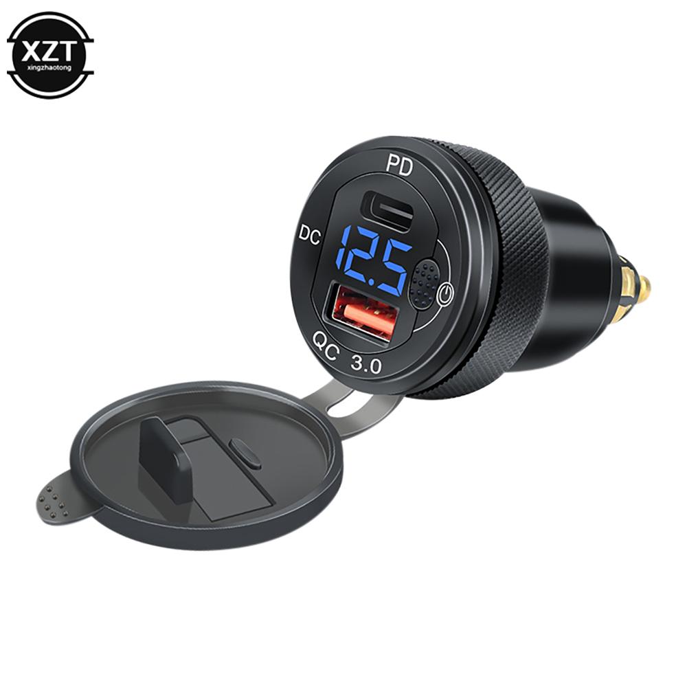 Nabíječka do auta Duální USB Rychlá nabíječka 12-24V QC3.0 nabíjecí adaptér z hliníkové slitiny pro