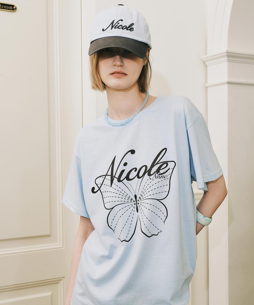 Nigaennikol Nicole Lettering Ball Cap_Sky Blue Charcoal