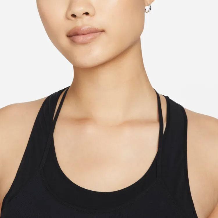 Nike Yoga Dri-FIT Luxe Ribbed Breathable Solid Color Wide Strap Tank Top Women tops Black DM7005-010