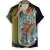 Men's Shirt Art Oil Painting Print Men's Lapel Top Hawaiian Casual Comfortable Large Size Loose Men's Short Sleeve Shirt