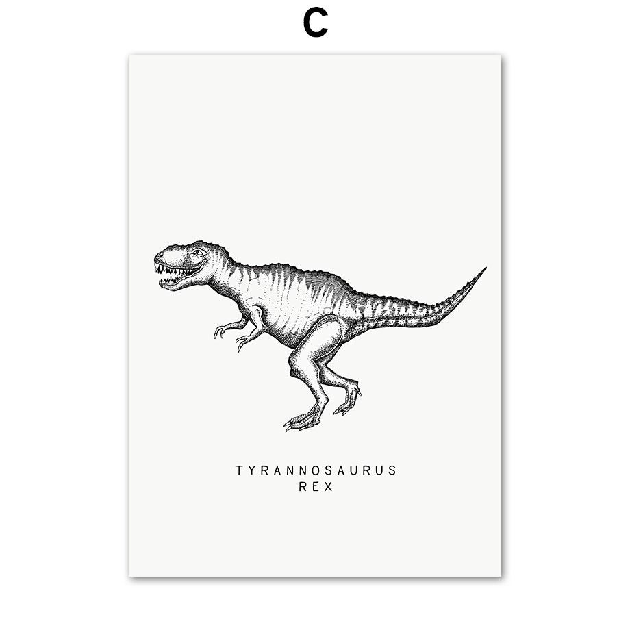 Retro Dinosaurier T-Rex Flugsaurier Triceratops Wandkunst Leinwandmalerei Nordische Poster und Drucke Bilder Baby Kinder Jungenzimmer Dekor