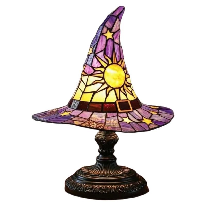 Witch Hat Table Lamp Resin Night Light Table Lamp Bedsides Decorative Lamp for Kid Room Bedroom Decoration