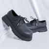 Men's thick-soled heightened derby shoes, retro and old big head shoes, uncomfortable lace-up low-top shoes-R