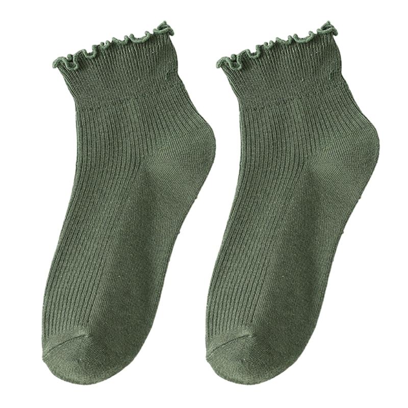 Women's Ruffle Socks,Casual Cotton Bootie Socks Cute Ankle Socks Breathable Sweet Frilly Crew Socks High Ankle Socks