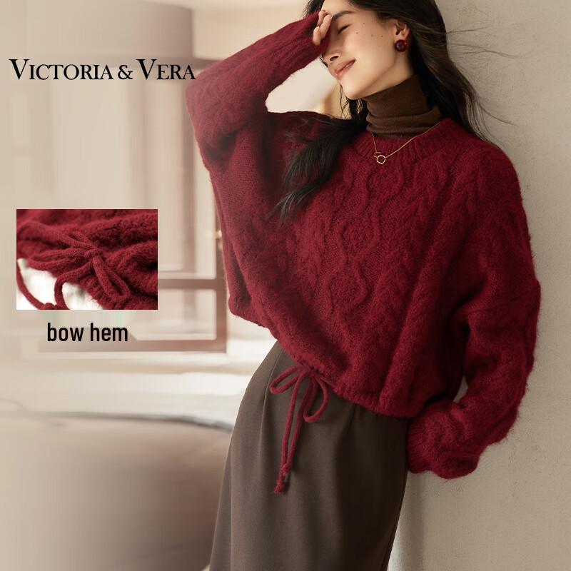 

VICTORIA&VERA Женский зимний свитер с круглым вырезом, кабельной вязки, с подолом на кулиске XL