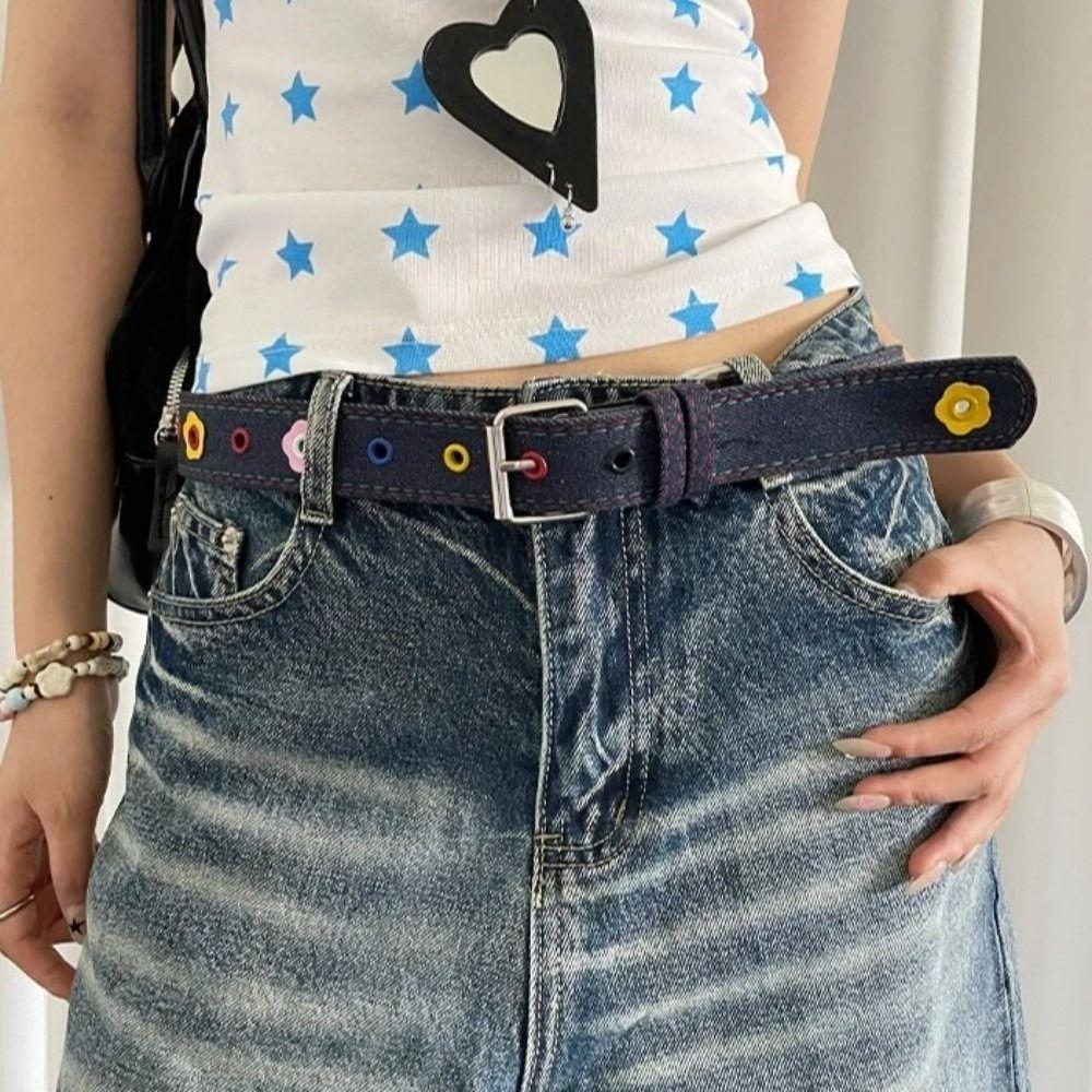 Korean Style Red Plaid Waist Belt Adjustable Women's Jeans Belt Pin Buckle Waistband  Women Gifts