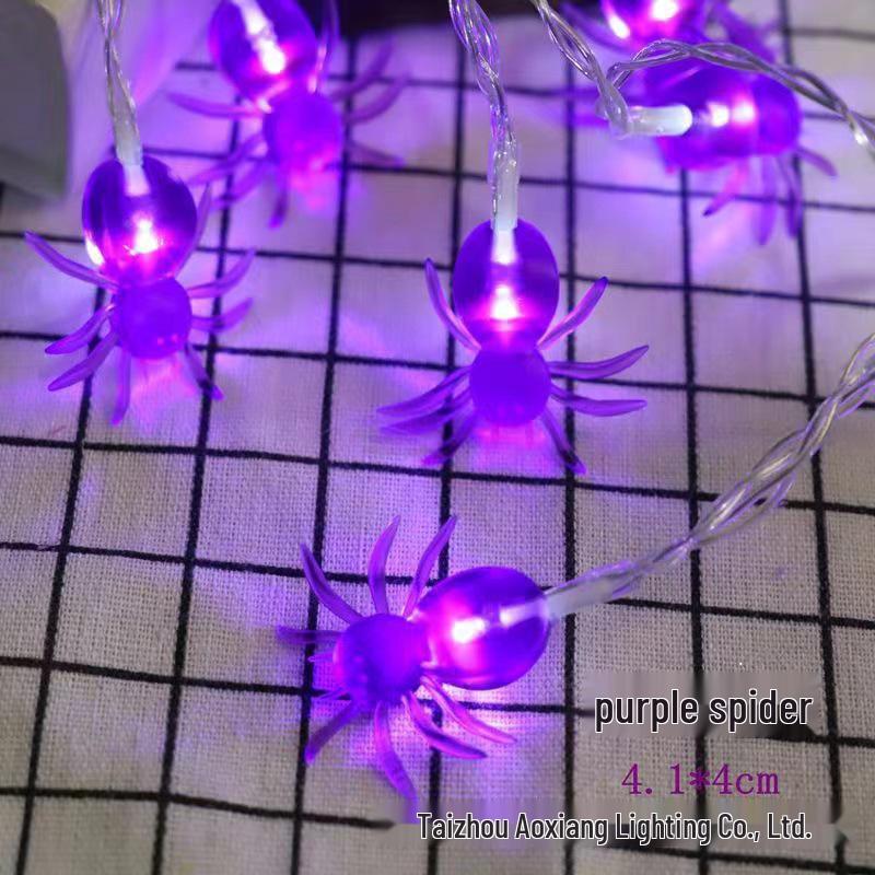 Halloween LED String Lights - Pumpkin, Spider, Ghost, Horror Decor, Marigold Colored Small Lights