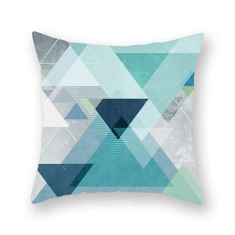 Nordic fashion turquoise geometric pillowcase striped splicing sofa chair bedside cushion cover 45x45cm room bedroom home decor