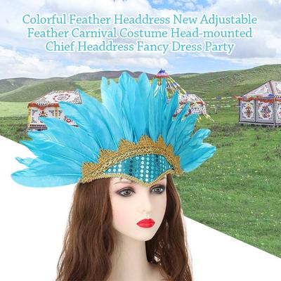 New Feather Feather Headdress Head-mounted Colored Headwear Adjustable Headwear Colorful Carnival Costume for Children's Day