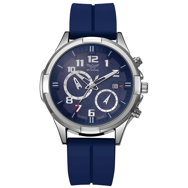 Men'S Watch Color Dial Silicone Temperament Trend Casual Quartz Watch Men Was
