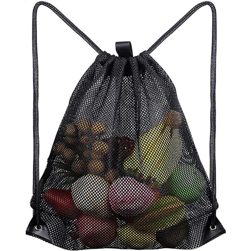 Mesh Drawstring Backpack Bag Breathable Grocery Fruit Storage Sack Multifunction Foldable Ventilated Net Pouch For Sports Gym