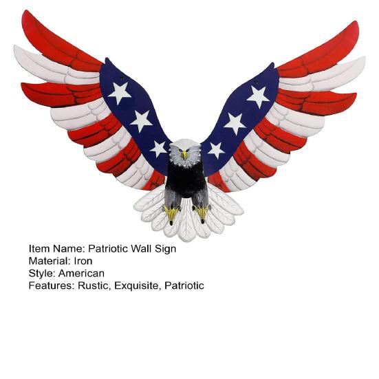Art Mural Métallique Aigle Drapeau Américain Jour de l'Indépendance 4 Juillet Panneau Mural Patriotique Porte-Manteau Aigle à Tête Blanche pour Mur Porche Avant Décoration Ferme
