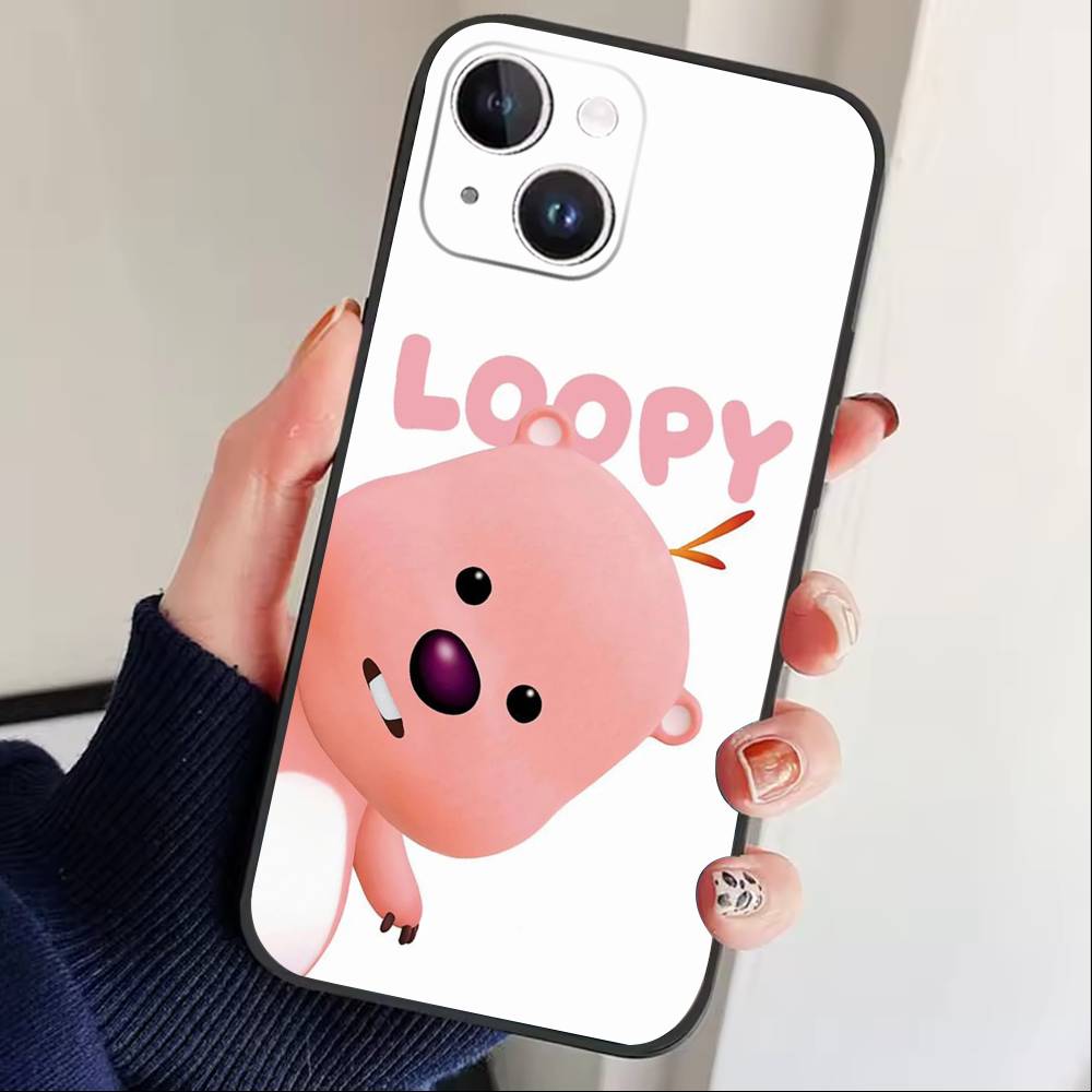 Süße Cartoon L-loopy Handyhülle Für iPhone 16,15,14,13,12,17,Pro Max,Plus Silikon Schwarze Hülle